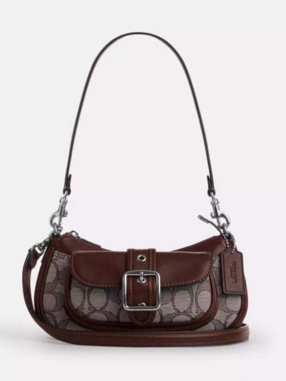 🤎Coach NWT Maple Signature Jacquard Ashton Mini Crossbody /Brown Leather Accents